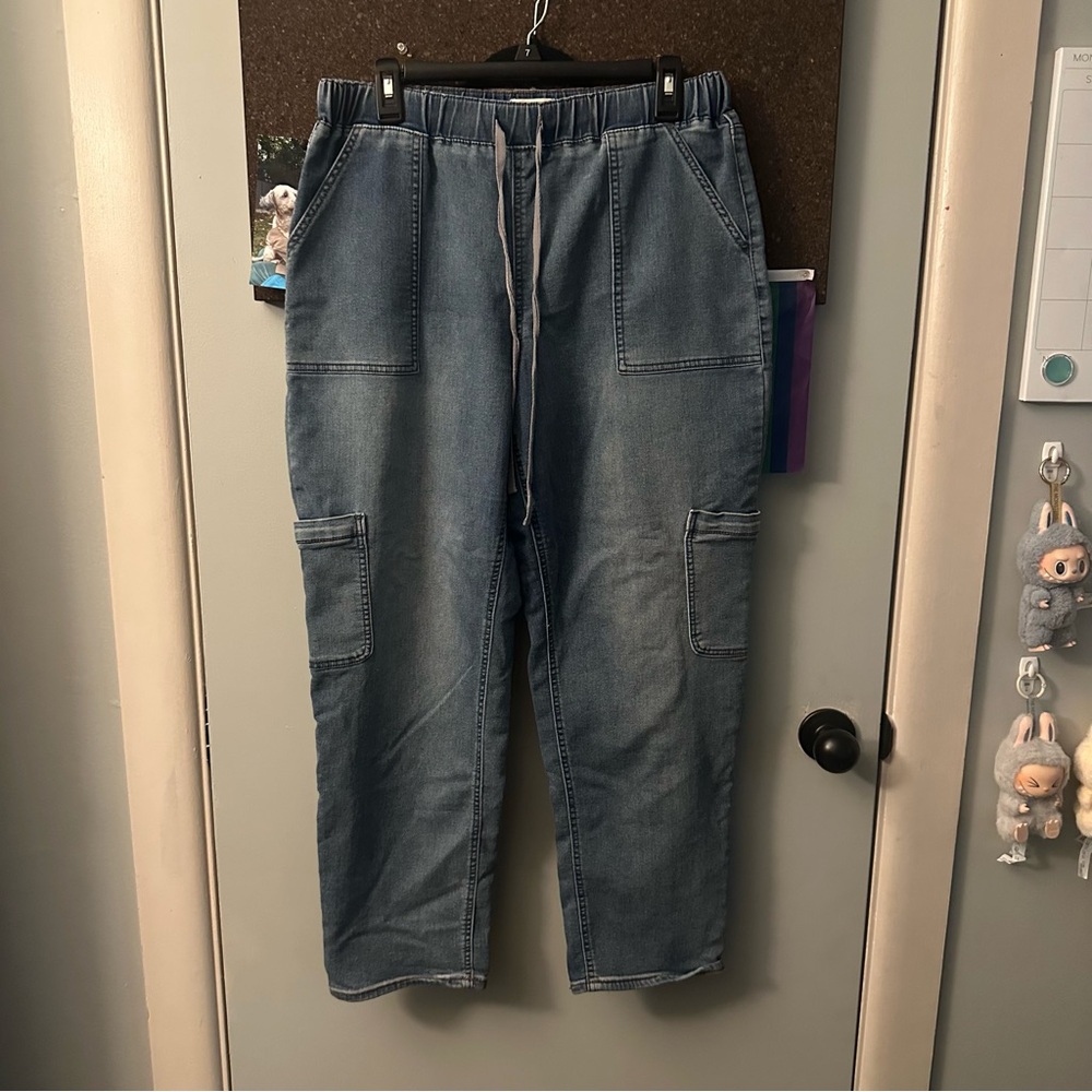 SO Blue Cargo Pants Straight Leg Relaxed Fit